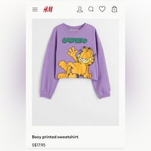 H&M Purple Garfield Sweater size 16/18
